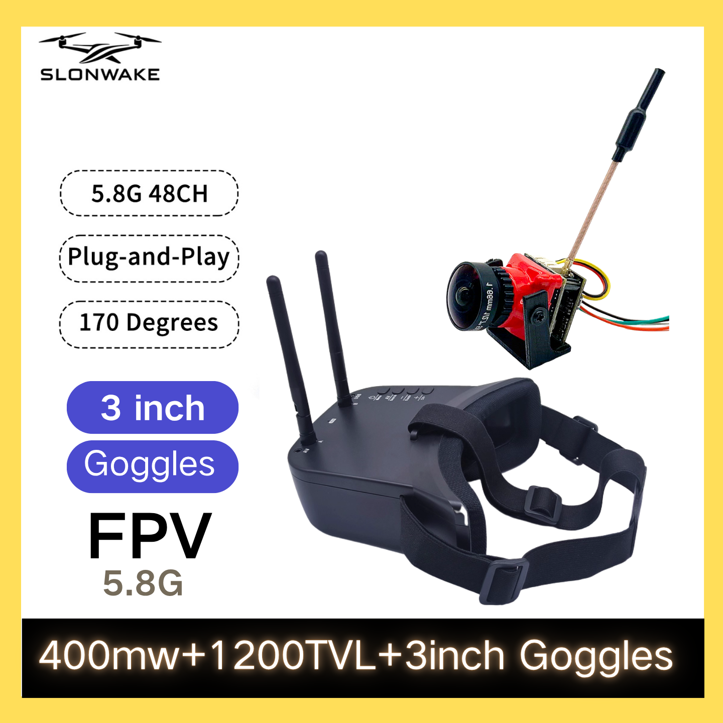 SLONWAKE 5.8G 48CH FPV 400mw V - Drone Racing Frame ulasan dan harga