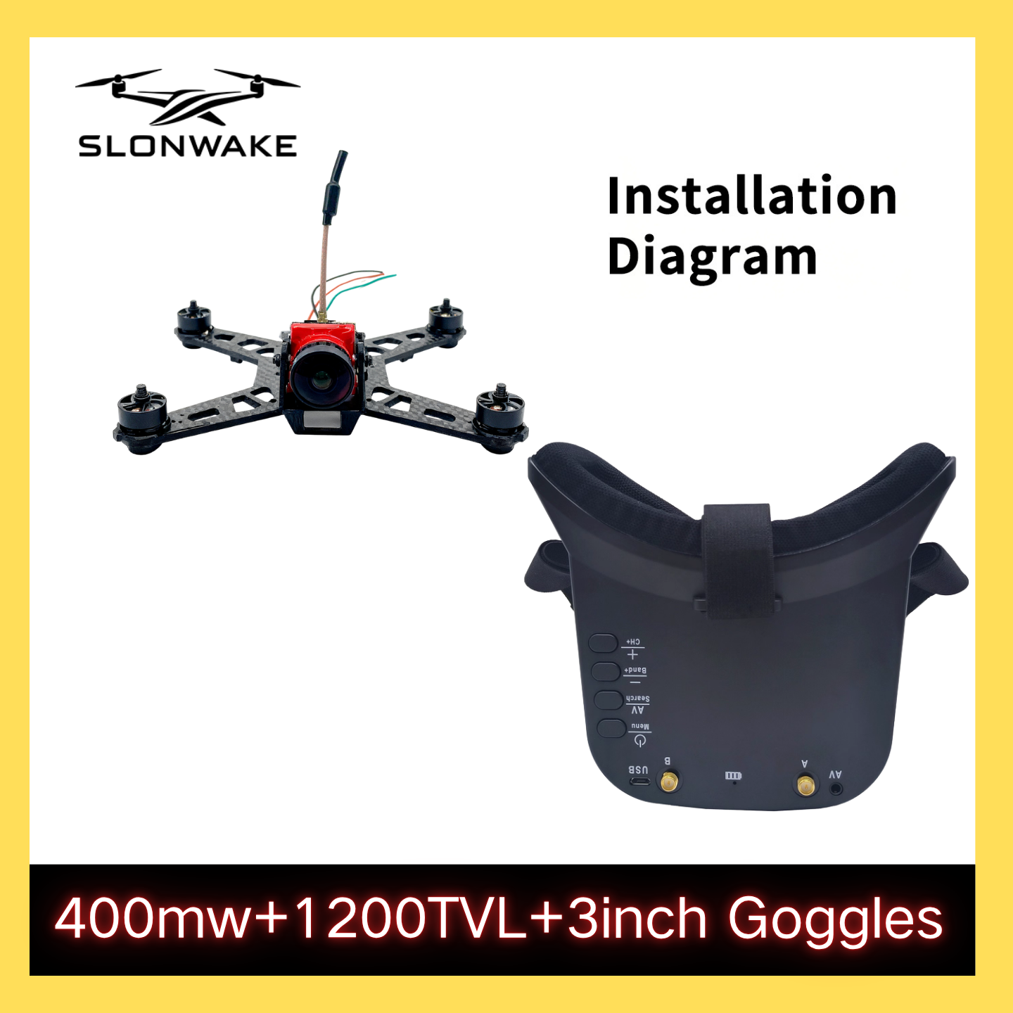SLONWAKE 5.8G 48CH FPV 400mw V - Drone Racing Frame ulasan dan harga